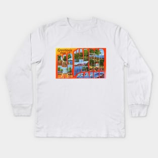 Greetings from Bar Harbor Maine, Vintage Large Letter Postcard Kids Long Sleeve T-Shirt